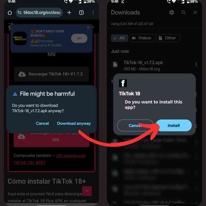 Baixar e instalar o TikTok 18+